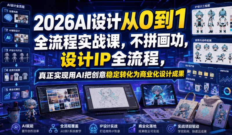2026AI设计从0到1全流程实战课，不拼画功，设计IP全流程，真正实现用AI把创意稳定转化为商业化设计成果-西蒙学社