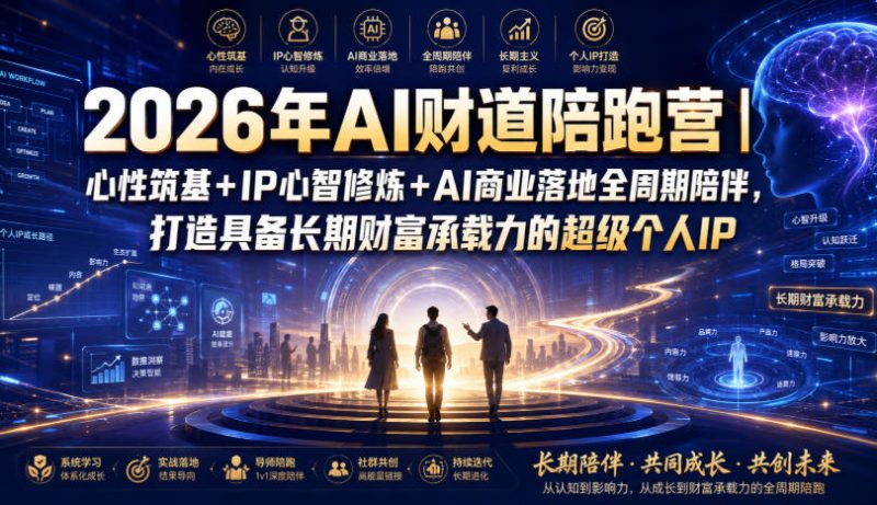 2026年AI财道陪跑营｜心性筑基+IP心智修炼+AI商业落地全周期陪伴，打造具备长期财富承载力的超级个人IP-西蒙学社