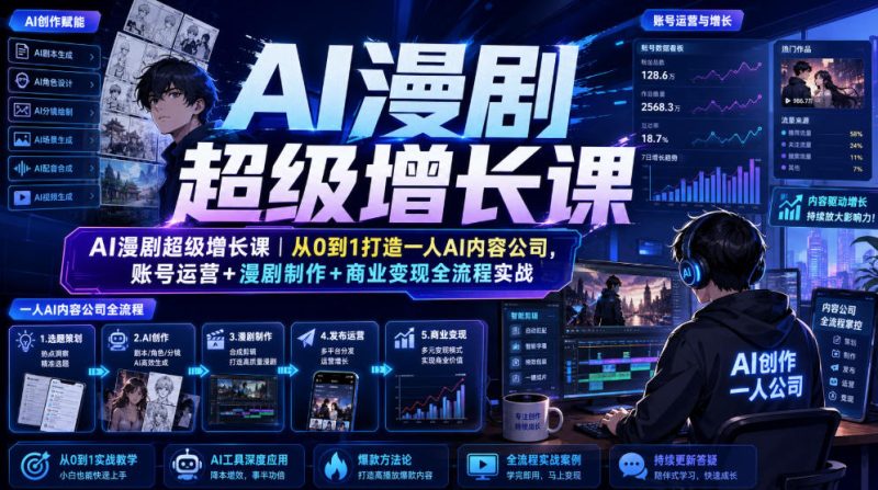 AI漫剧超级增长课｜从0到1打造一人AI内容公司，账号运营+漫剧制作+商业变现全流程实战-西蒙学社