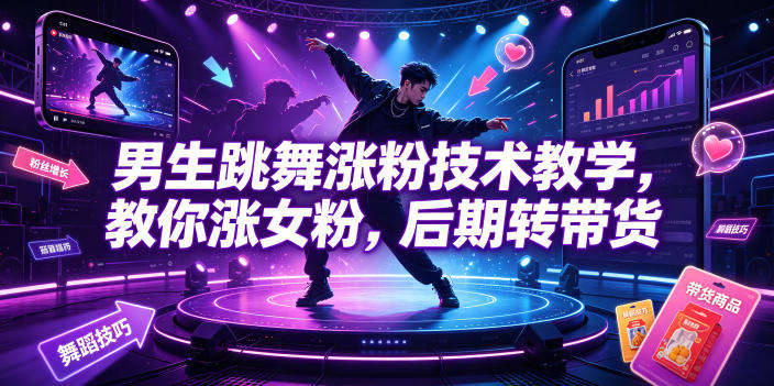 男生跳舞涨粉技术教学,教你涨女粉,后期转带货-西蒙学社