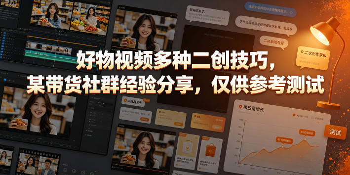 好物视频多种二创技巧,某带货社群经验分享,仅供参考测试-西蒙学社