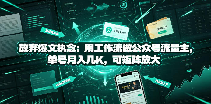 放弃爆文执念:用工作流做公众号流量主,单号月入几K,可矩阵放大-西蒙学社