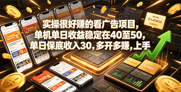 实操很好賺的看广告项目,单机单日收益稳定在40至50,单日保底收入30,多开多賺,上手就能变现【揭秘】-西蒙学社