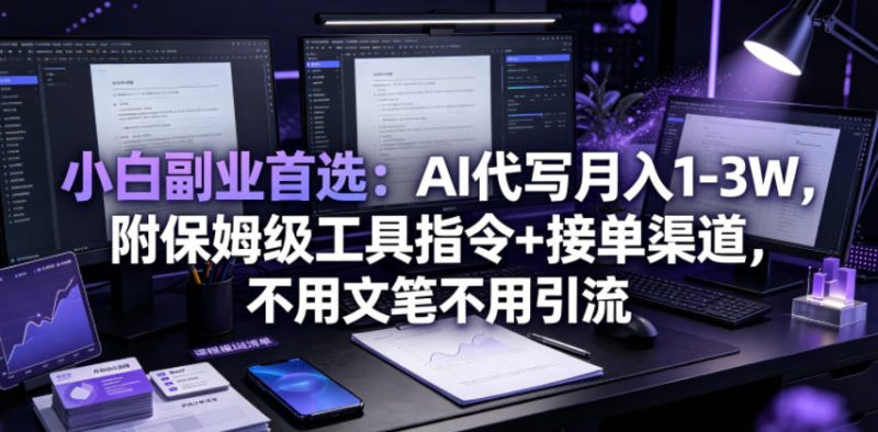 小白副业首选:AI代写月入1-3W,附保姆级工具指令+接单渠道,不用文笔不用引流【揭秘】-西蒙学社