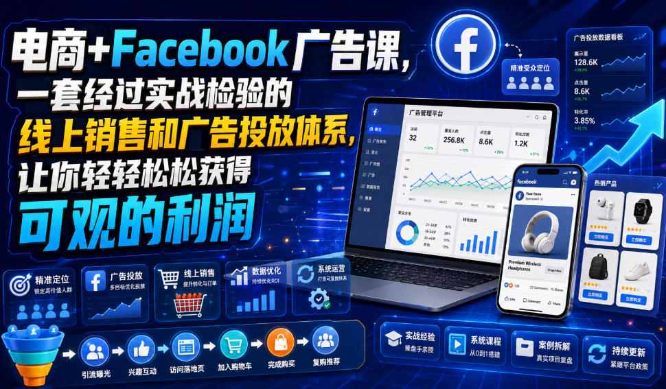 电商+Facebook广告课，一套经过实战检验的线上销售和广告投放体系，让你轻轻松松获得可观的利润【原创双语字幕】-西蒙学社