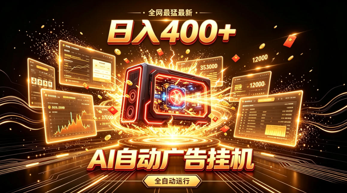 全网最猛最新的AI自动广告挂G，狠收益日入400+，真正做到躺賺式变现【揭秘】-西蒙学社