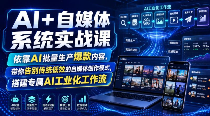 AI+自媒体系统实战课,依靠AI批量生产爆款内容,带你告别传统低效的自媒体创作模式,搭建专属AI工业化工作流-西蒙学社