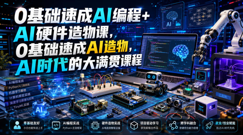0基础速成AI编程+AI硬件造物课，0基础速成AI造物，AI时代的大满贯课程-西蒙学社