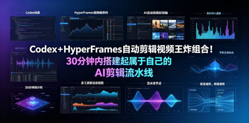 Codex+HyperFrames自动剪辑视频王炸组合!30分钟内搭建起属于自己的AI剪辑流水线(完整版实操教程手册)-西蒙学社