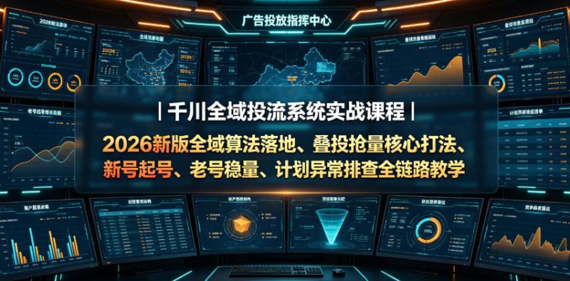 千川全域投流系统实战课程|2026新版全域算法落地、叠投抢量核心打法、新号起号、老号稳量、计划异常排查全链路教学-西蒙学社
