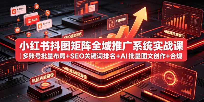 小红书抖图矩阵全域推广系统实战课|多账号批量布局+SEO关键词排名+AI批量图文创作+合规私域导流完整落地教程-西蒙学社