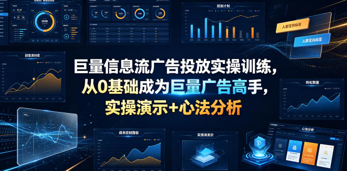 巨量信息流广告投放实操训练,从0基础成为巨量广告高手,实操演示+心法分析-西蒙学社