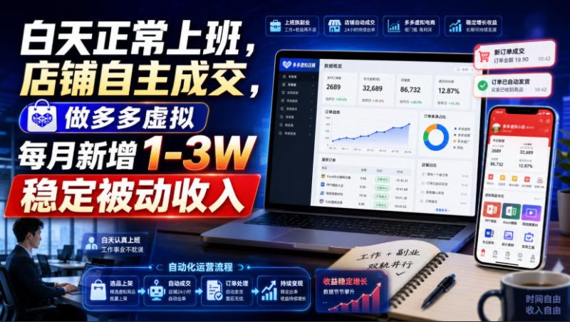 白天正常上班，店铺自主成交，做多多虚拟每月新增1-3W稳定被动收入【揭秘】-西蒙学社