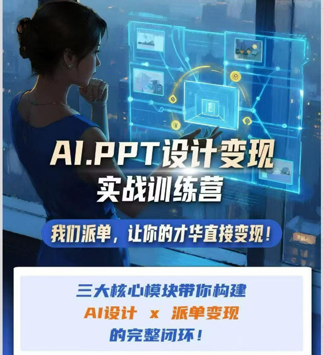 AI+PPT设计变现实战训练营，我们派单，让你的才华直接变现，三大核心模块带你构建Al设计x派单变现的完整闭环-西蒙学社