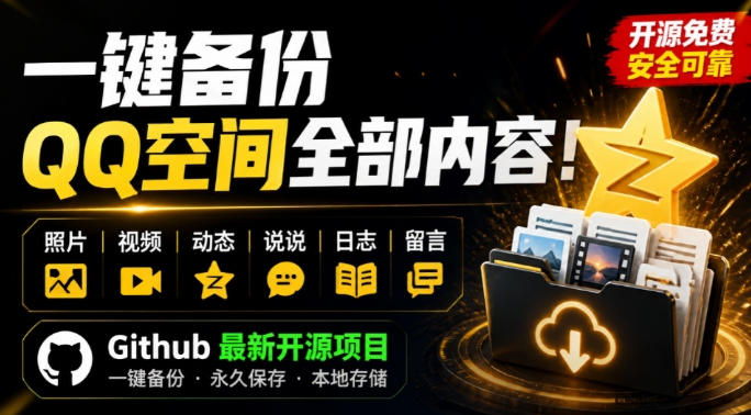 一键将你QQ空间全部内容备份下来!照片/视频/动态信息全存本地,Github最新开源项目QzoneArchive-西蒙学社
