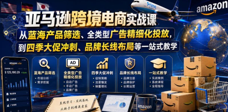亚马逊跨境电商实战课,从蓝海产品筛选、全类型广告精细化投放,到四季大促冲刺、品牌长线布局等一站式教学(更新8月)-西蒙学社