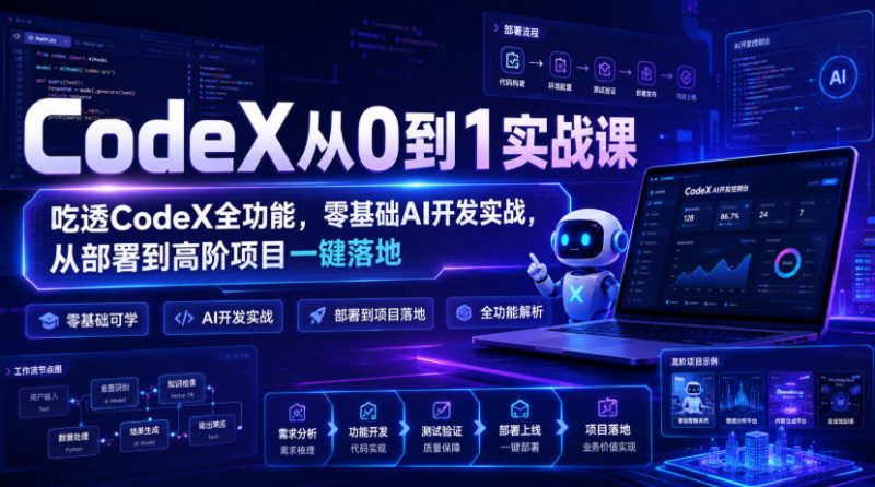 CodeX从0到1实战课,吃透CodeX全功能,零基础AI开发实战,从部署到高阶项目一键落地-西蒙学社