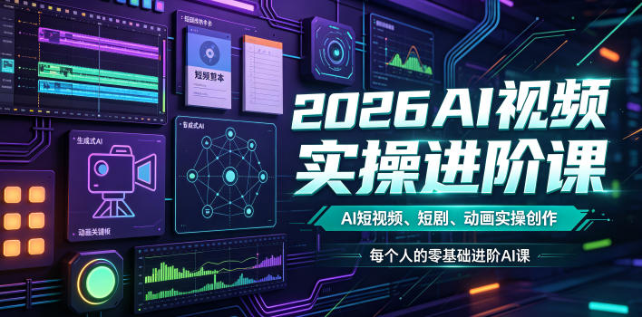 2026AI视频实操进阶课，AI短视频、短剧、动画实操创作，每个人的零基础进阶ai课（更新0825）-西蒙学社