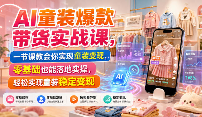 AI童装爆款带货实战课，一节课教会你实现童装变现，零基础也能落地实操-西蒙学社