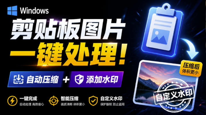 Windows剪贴板复制图片后,体积会暴涨数百倍?剪贴板图片一键自动压缩及添加水印工具-西蒙学社