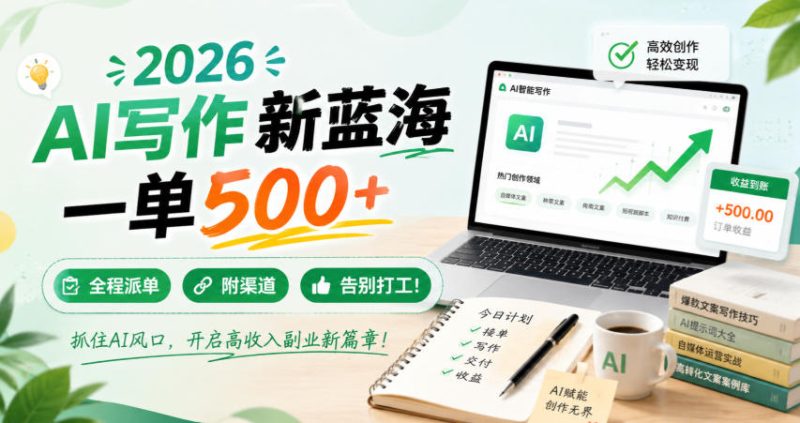 2026 AI写作新蓝海,一单500+,全程派单,附渠道,告别打工!【揭秘】-西蒙学社