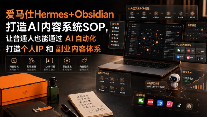 爱马仕Hermes+Obsidian打造AI内容系统SOP,让普通人也能通过 AI 自动化打造个人IP 和 副业内容体系-西蒙学社