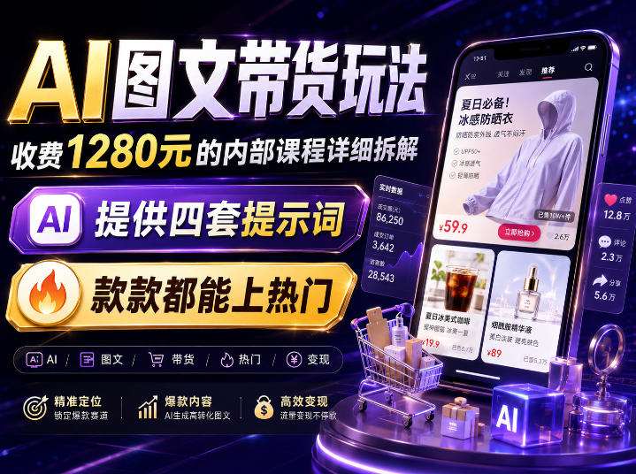 AI图文带货内部玩法，1280内部课程对外系统拆解，看完直接上手变现！-西蒙学社