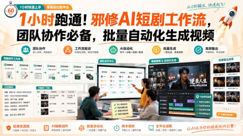 1小时跑通!邪修AI短剧工作流,团队协作必备,批量自动化生成视频-西蒙学社