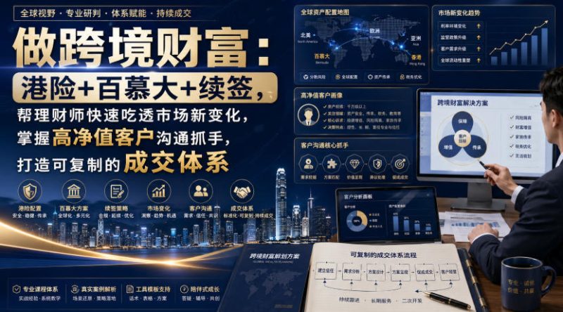 做跨境财富：港险+百慕大+续签，帮理财师快速吃透市场新变化，掌握高净值客户沟通抓手，打造可复制的成交体系-西蒙学社