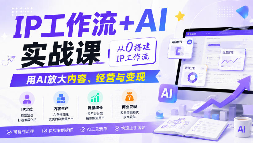 IP工作流+AI实战课，从0搭建IP工作流，用AI放大内容、经营与变现-西蒙学社