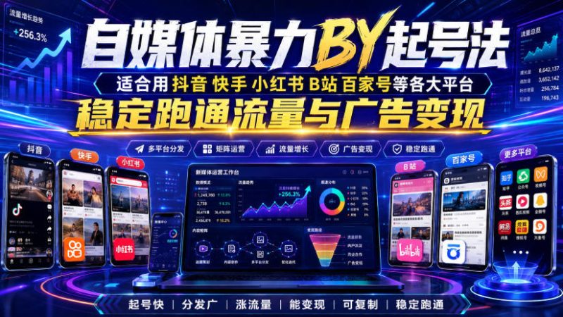自媒体暴力搬运起号法,适合用抖音快手小红书B站百家号等各大平台,稳定跑通流量与广告变现-西蒙学社