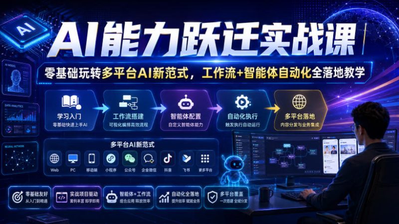 AI能力跃迁实战课|零基础玩转多平台AI新范式,工作流+智能体自动化全落地教学-西蒙学社