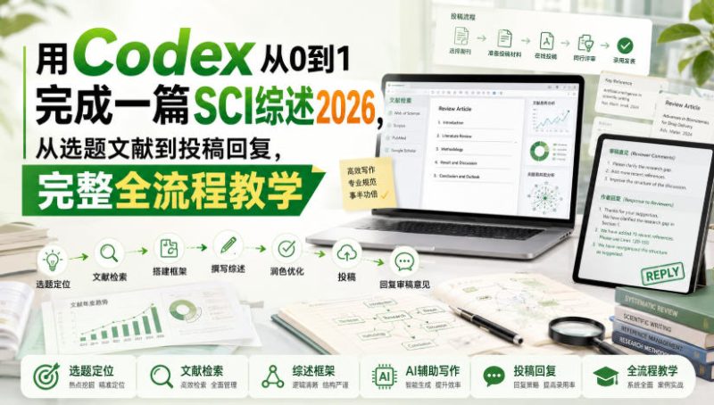 用Codex从0到1完成一篇SCI综述2026,从选题文献到投稿回复,完整全流程教学-西蒙学社