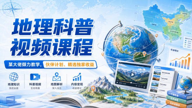 地理科普视频课程,某大佬倾力教学,伙伴计划、精选独家收益-西蒙学社