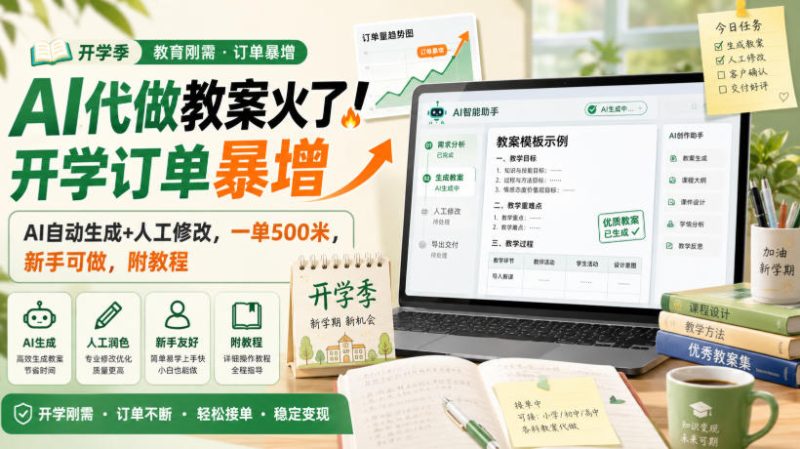 AI代做教案火了!开学订单暴增,AI自动生成+人工修改,一单500米,新手可做,附教程【揭秘】-西蒙学社
