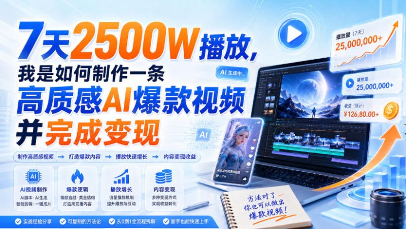 7天2500W播放,我是如何制作一条高质感AI爆款视频并完成变现-西蒙学社