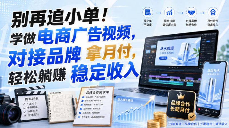 别再追小单!学做电商广告视频,对接品牌拿月付,轻松躺賺稳定收入【原创双语字幕】-西蒙学社
