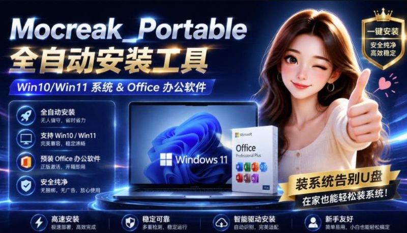 Mocreak全自动安装office和win10、win11系统,告别U盘装系统,使用安全可靠-西蒙学社