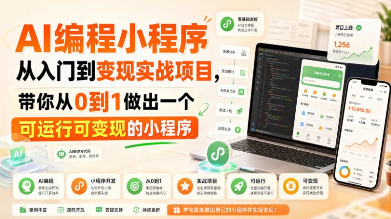 AI编程小程序从入门到变现实战项目,带你从0到1做出一个可运行可变现的小程序-西蒙学社