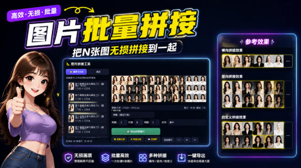 图片批量拼接,把N张图无损拼接到一起,支持横向、竖向、自定义等功能-西蒙学社