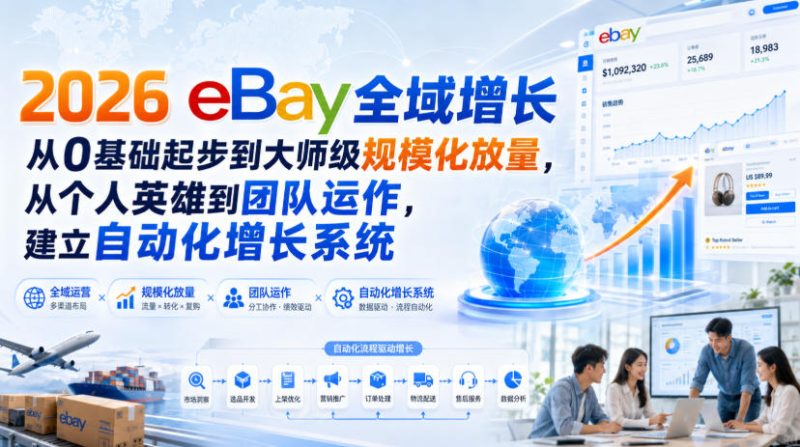 2026 eBay全域增长,从0基础起步到大师级规模化放量,从个人英雄到团队运作,建立自动化增长系统-西蒙学社