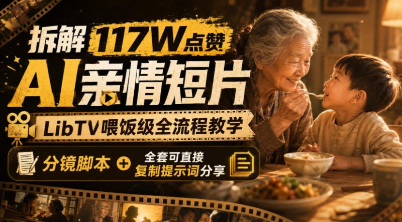 拆解117W点赞AI亲情短片，LibTV喂饭级全流程教学，分镜脚本+全套可直接复制提示词分享-西蒙学社