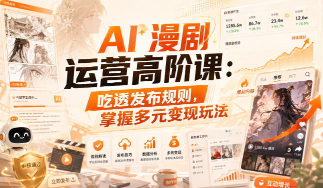 AI漫剧运营高阶课：吃透发布规则，掌握多元变现玩法-西蒙学社