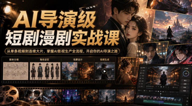 AI导演级短剧漫剧实战课，从单条视频到连续大片，掌握AI影视生产全流程，开启你的AI导演之路!-西蒙学社