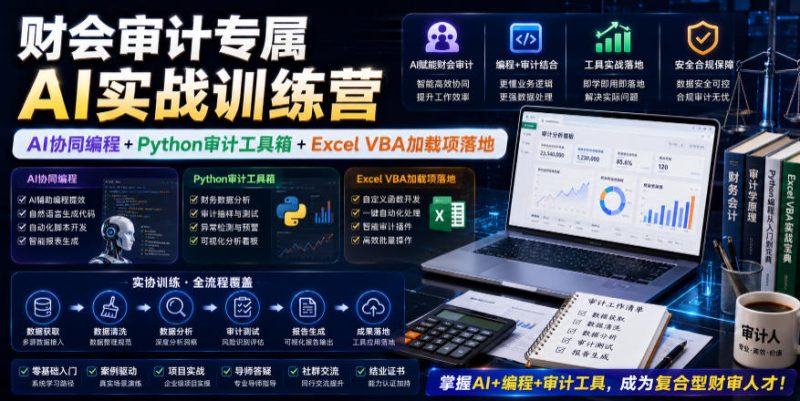 财会审计专属AI实战训练营|AI协同编程+Python审计工具箱+Excel VBA加载项落地(更新0816)-西蒙学社