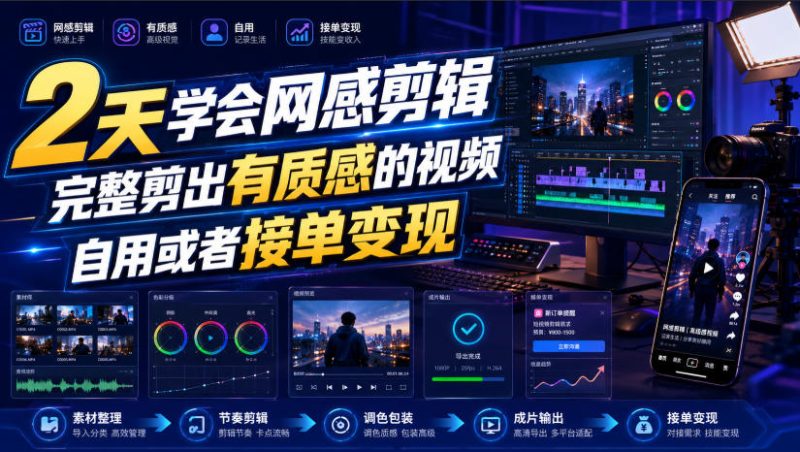 2天学会网感剪辑,完整剪出有质感的视频,自用或者接单变现-西蒙学社