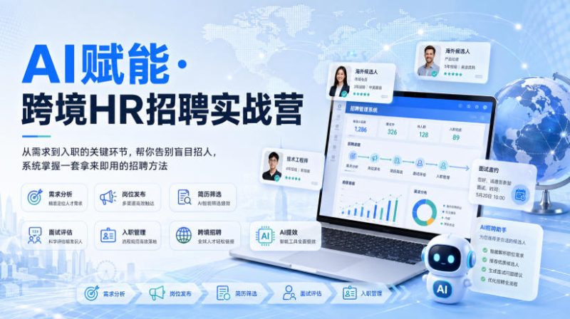 AI赋能·跨境HR招聘实战营，从需求到入职的关键环节，帮你告别盲目招人，系统掌握一套拿来即用的招聘方法-西蒙学社