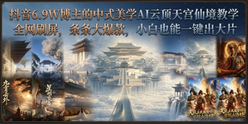 抖音6.9W博主的中式美学AI云顶天宫仙境教学,全网刷屏,条条大爆款,小白也能一键出大片-西蒙学社