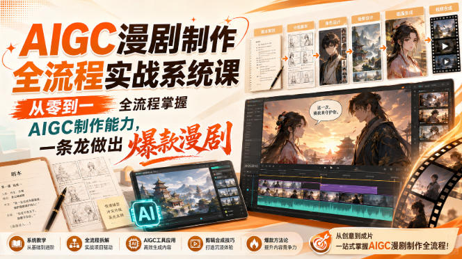 AIGC漫剧制作全流程实战系统课，从零到一全流程掌握AIGC制作能力，一条龙做出爆款漫剧-西蒙学社