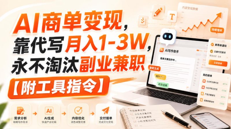 AI商单变现,靠代写月入1-3W,永不淘汰副业兼职【附工具指令】【揭秘】-西蒙学社